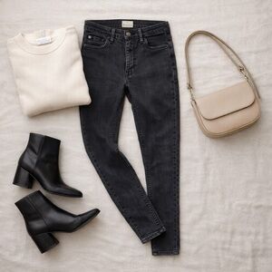 Acne Studios Skin 5 Used Black Skinny Jeans 26x32 Stretch Denim Women